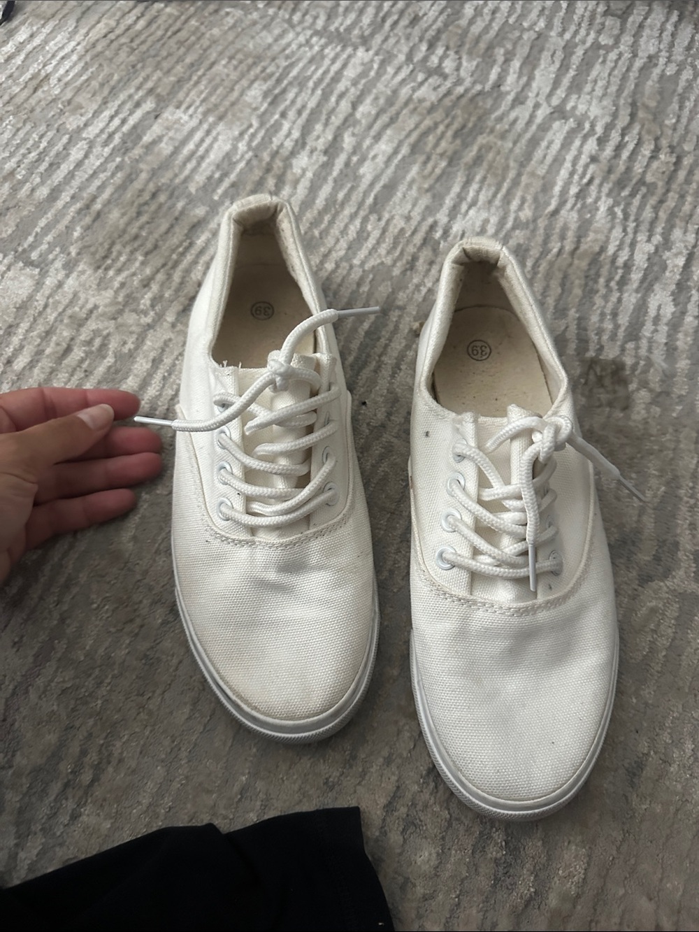 Womens Casual Canvas Lace-Up Sneakers - White